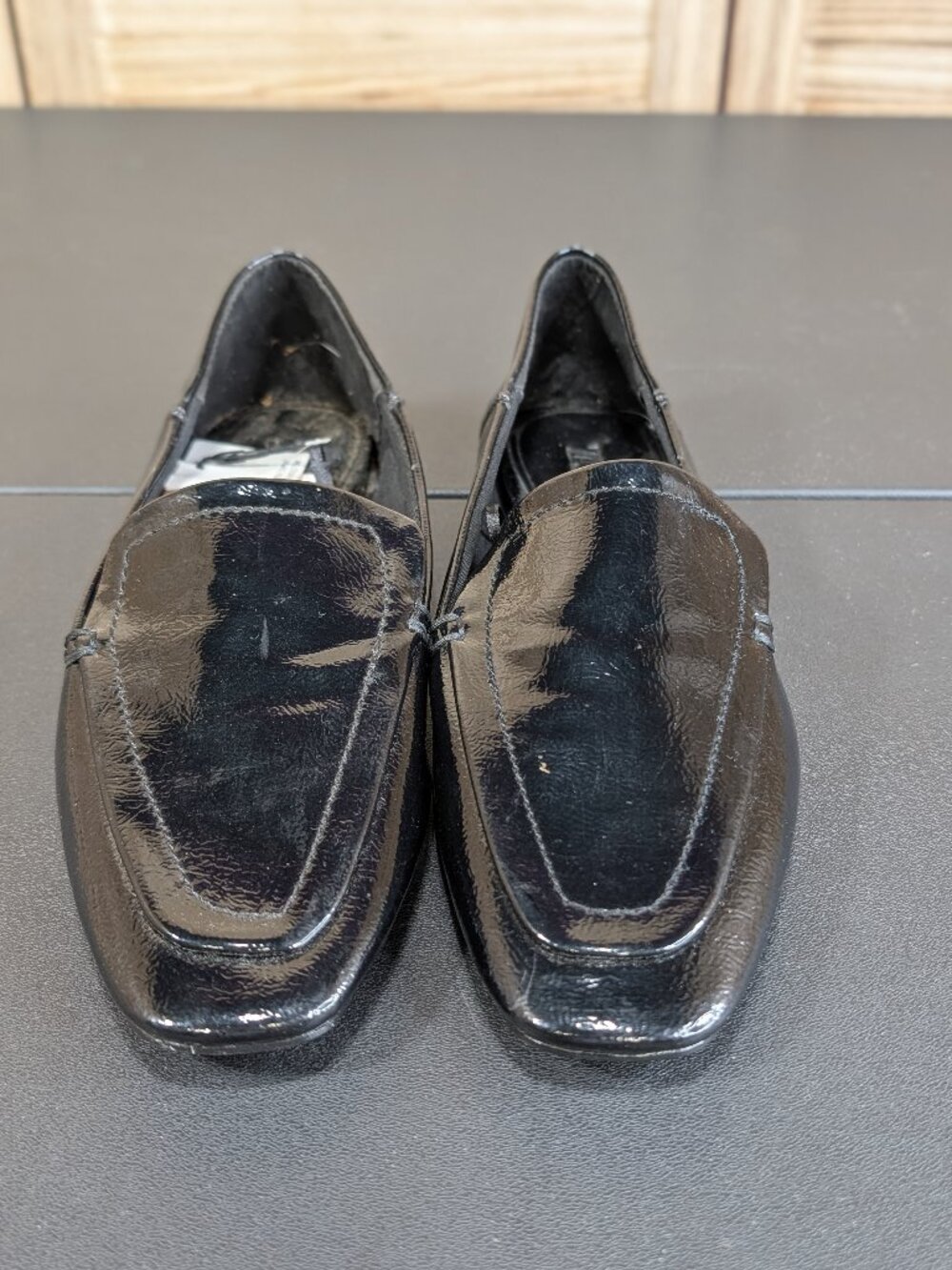 Zara Black Patent Leather Slip-On Loafers Air-fit Extra Comfort Size 6.5 NWT